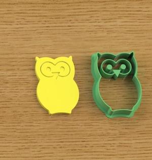 Owl cookies, sugar paste, polymer clay cutter