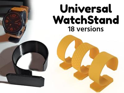 Universal watch stand - 18 versions [2 sizes, 3 widths, 3 patterns]