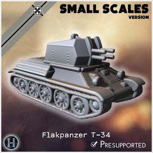 Flakpanzer T-34 anti-aircraft gun (small scales version) - Germany Eastern Western Front Normandy Stalingrad Berlin Bulge WWII 4mm 6mm 10mm 12mm