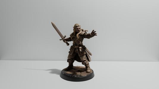 Elven warrior in a heroic pose