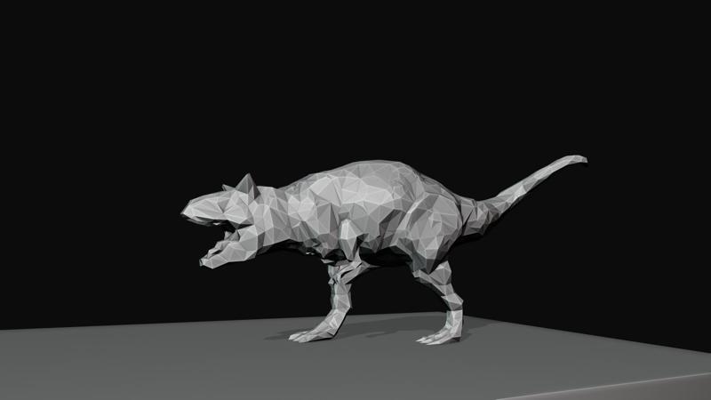 Carnotaurus leaning roaring low poly stl