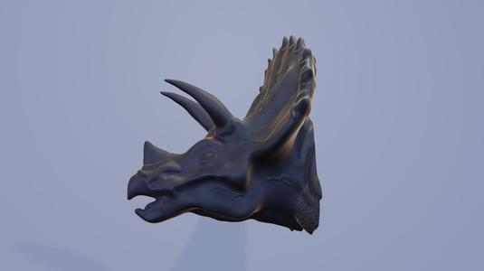 triceratops dinosaur head wall mount decor mouth open STL