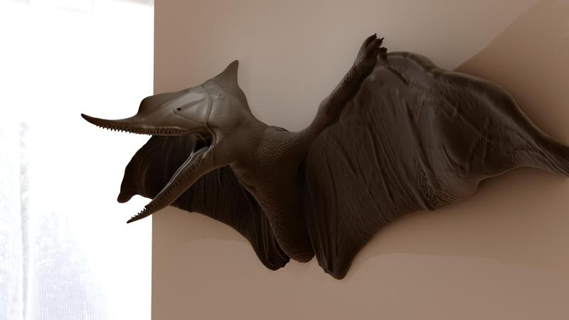 pterodactyl dinosaur roaring head flying wall mount