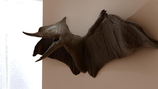 pterodactyl dinosaur roaring head flying wall mount