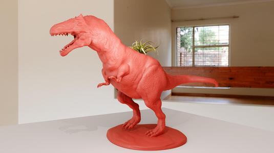 allosaurus roaring planter pot flower vase stl