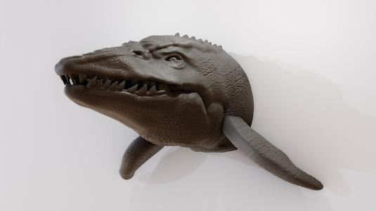 Mosasaurs dinosaur head wall mount stl