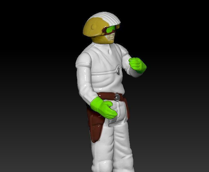 STAR WARS .STL Cloud Car Pilot .3D ACTION FIGURE .OBJ KENNER STYLE.