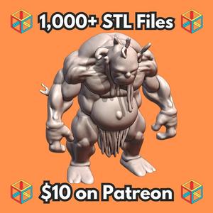 28mm DND Terrifying Ogre with Deformed Tentacle Face Miniature MineeForm FDM 3D Print STL File
