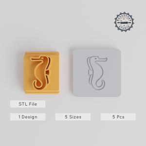Seahorse Stamp Tile Set, 5 Sizes from 20-40mm, Perfect for Clay, Cookies & Fondant, Ocean Animal Design PRODUCT_1668