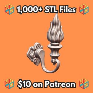 28mm DND Elegant Flame Wall Torch for Tabletop Scenes MineeForm FDM 3D Print STL File