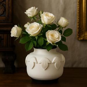 Leaf Relief Vase — Elegant Decorative Accent
