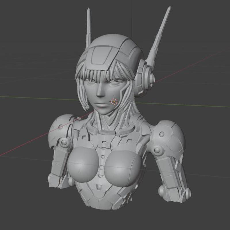 PROJECT ZERO - Cyborg Woman Bust | Futuristic SF Soldier | Original 3D Figure