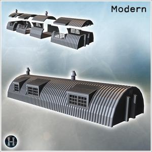 Long corrugated metal building with multiple windows and chimneys on top (16) - Modern WW2 WW1 World War Diaroma Wargaming RPG Mini Hobby