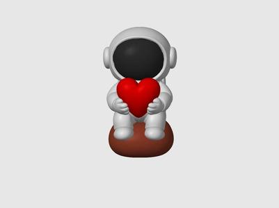 Mini spaceman holding a heart