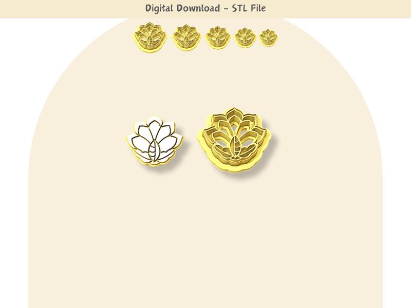 Floral 01 Clay Cutter for Polymer Clay | Digital STL File | Clay Tools | 5 Sizes Clay Cutters, 2 Cutter Versions
