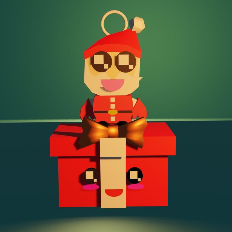 Cute Santa Clause 3D - Cute / Kawaii Santa / Christmas Decoration / Low Poly - Easy to print [KEYCHAIN VERSION]
