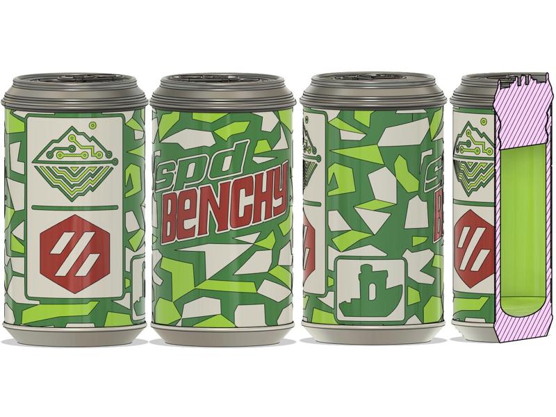 Spd Benchy - Annex Voron Mtn Dew - Stash Can / Threaded Container - Multi Color Print