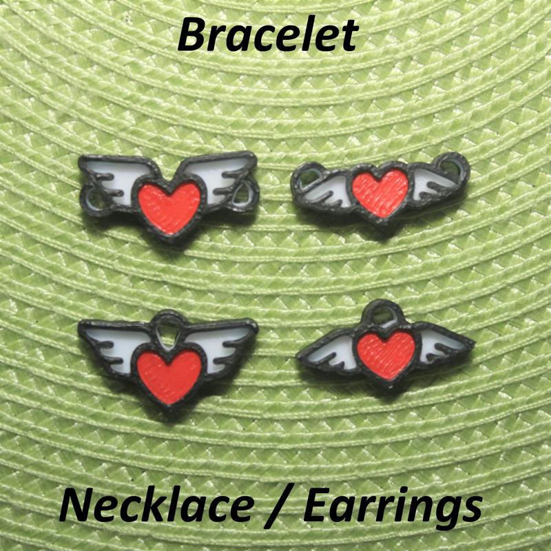 4 Wings Heart Necklaces, Bracelets, Earrings, Jewelry