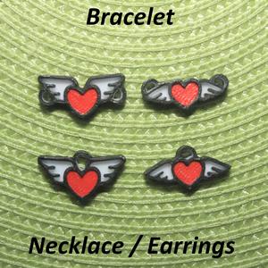 4 Wings Heart Necklaces, Bracelets, Earrings, Jewelry