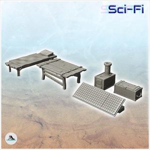 Set of post-apocalyptic metal furnitures (2) - Future Sci-Fi SF Infinity Terrain Tabletop Scifi