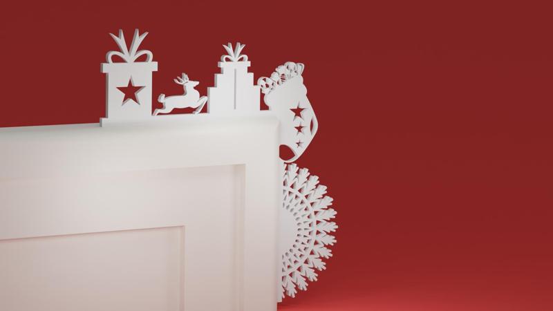 Christmas Door Trim Corner 01 - Gifts and Deer (Christmas ornament)