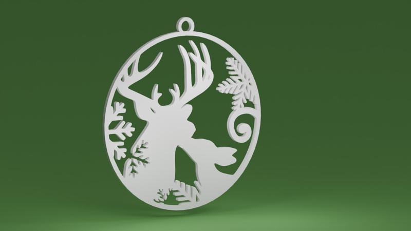 Christmas Deer Family in a bauble (Christmas tree ornament)