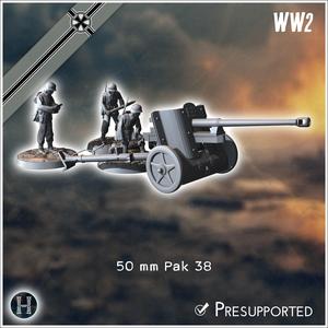50 mm Pak 38 anti-tank gun (with 3 crews) - Germany Eastern Western Front Normandy Stalingrad Berlin Bulge WWII