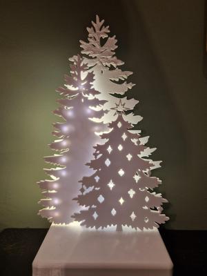 Three Christmas Trees with LED string decoration