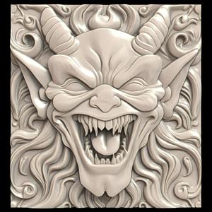 3D Model STL File for CNC Router/Laser & 3D Printer A Demon with a Distorted Laugh 1
