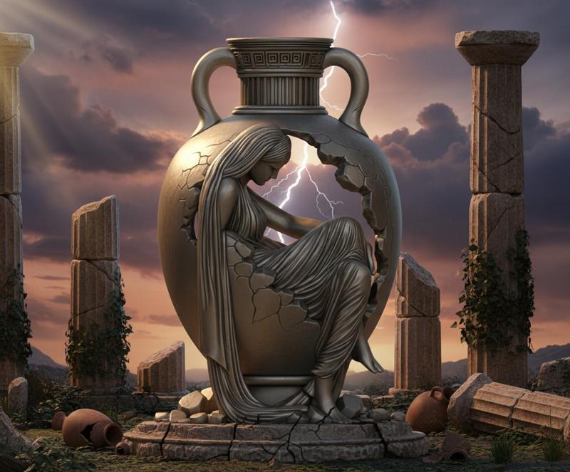 Echo of the Vessel – Surreal Amphora Sculpture