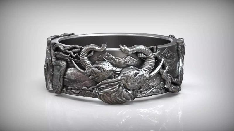 Love Elephant Head Savannah Heart Wedding Ring