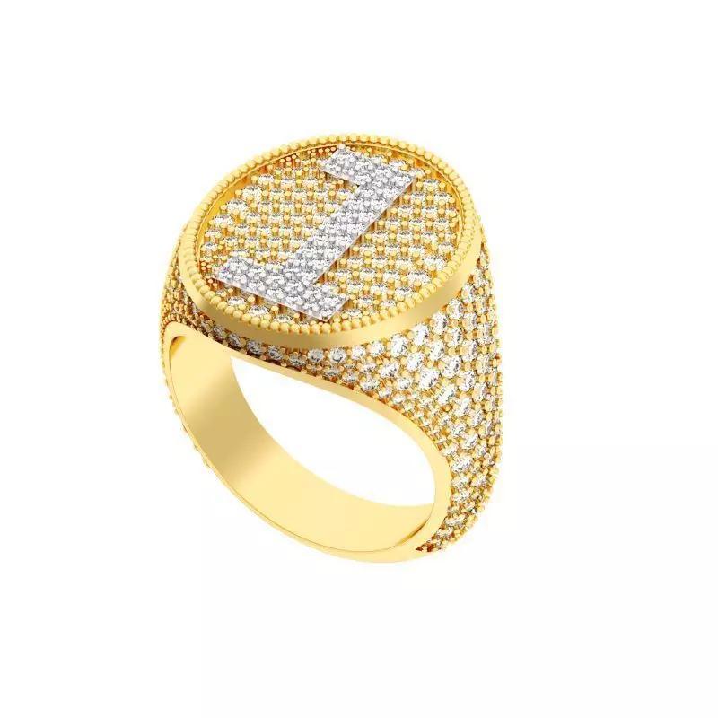 Letter 1 HIP HOP RING