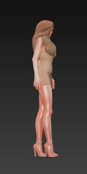 Doll figurine, girl, beautiful girl, doll, female doll, doll in dress, shoes and with long hair.