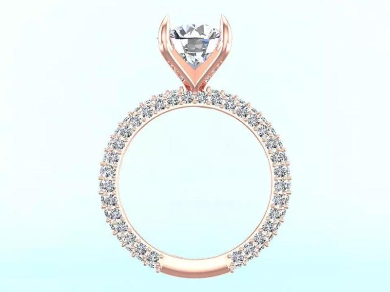 Diamond Rings - Womens Rings - Three rows of stones ring