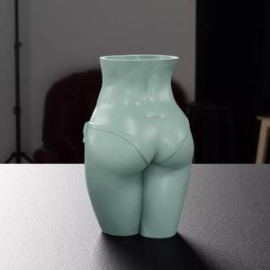 bikini female body art flower vase