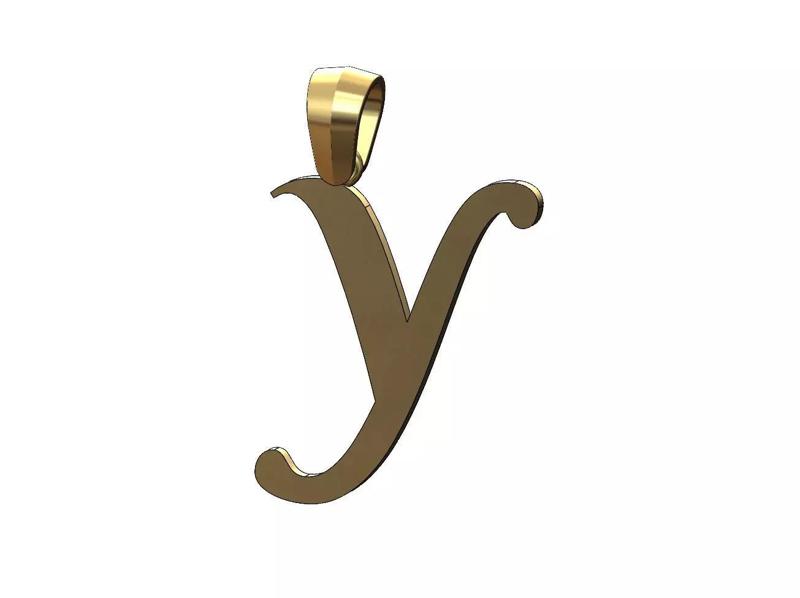 Y letter initial berkshire swash font pendant charm bail