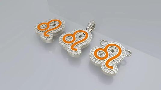 Zodiac Sign Pendant v3 - Enamel - Leo Pendant