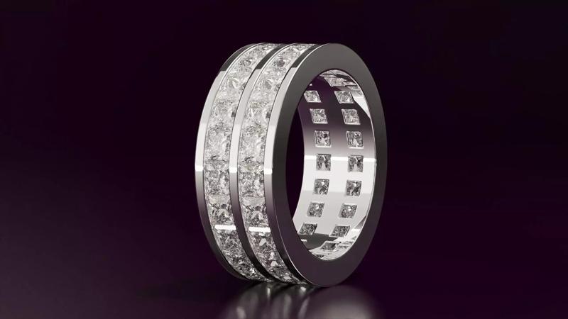 2line princess cut eternity ring N03 52EU size