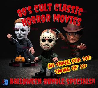 🎃 Chibi Horror Slashers Bundle – STL Files (Myers, Jason, Freddy)