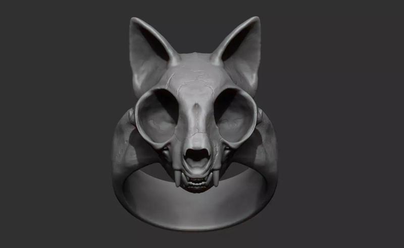 Skull Cat Ring 3D Print