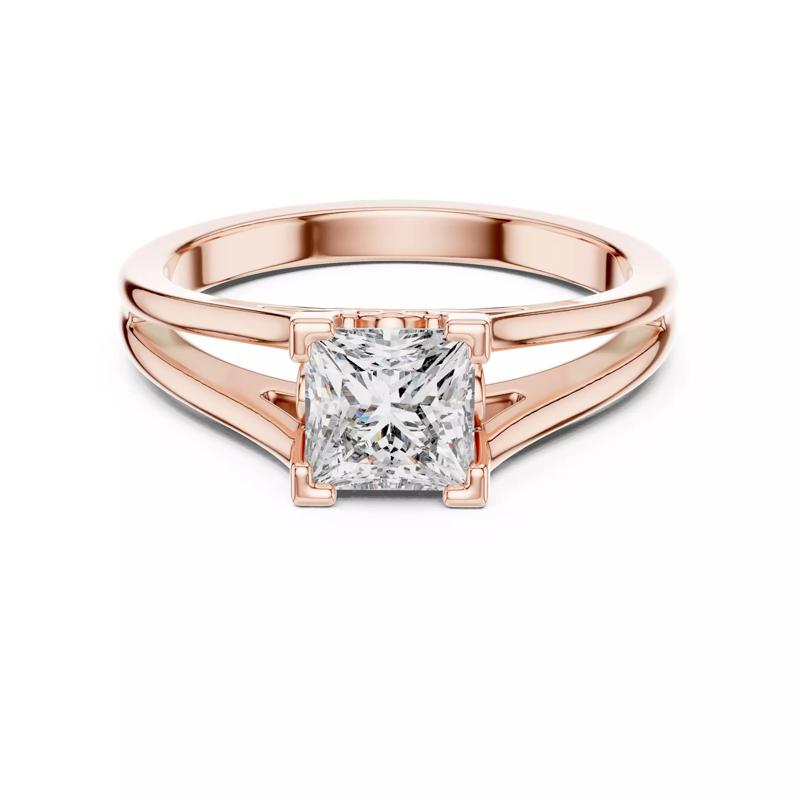 Solitaire 1CT Princess Cut  Split Shank Wedding Ring File Video