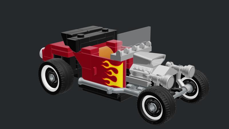 Hot Rod mini brick car 1950s