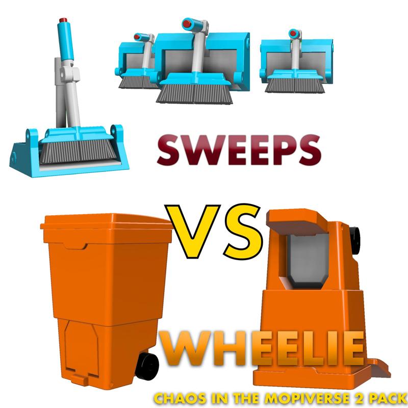 WHEELIE AND THE SWEEPS - Transforming Broom and Wheelie Bin 2 Pack