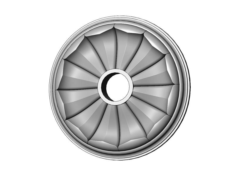 Curved faceted classic 450mm ceiling medalion rosette relief 3D print model