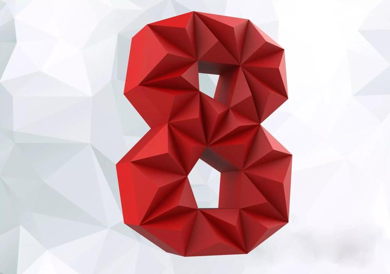 Lowpoly digit 8 number