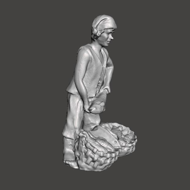 antique christmas nativity scene figurine man selling fish fishmonger's fish