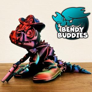 Sheriff Spike Gunslinger / T-Rex Articulated / Print-in-Place Dinosaur / Cute Tyrannosaurus / Dino World Beast