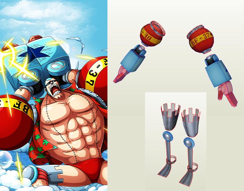 Franky - One Piece - Cosplay Armor Accessory - EVA Foam Template - PDO + PDF Pepakura Pattern