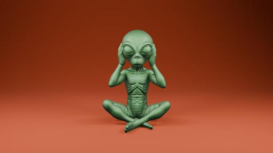 Alien Meditation Pose - Hear No Evil - Funny 3D Print Model STL