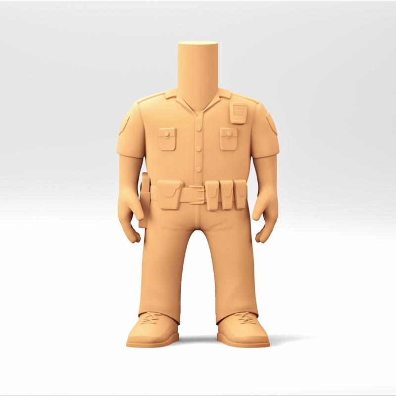 A male body cop in a Funko POP style. MB_15